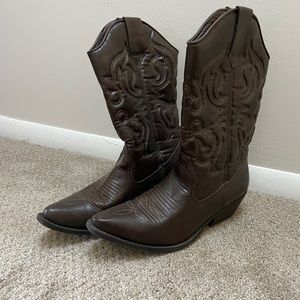 Dark brown cowboy boots